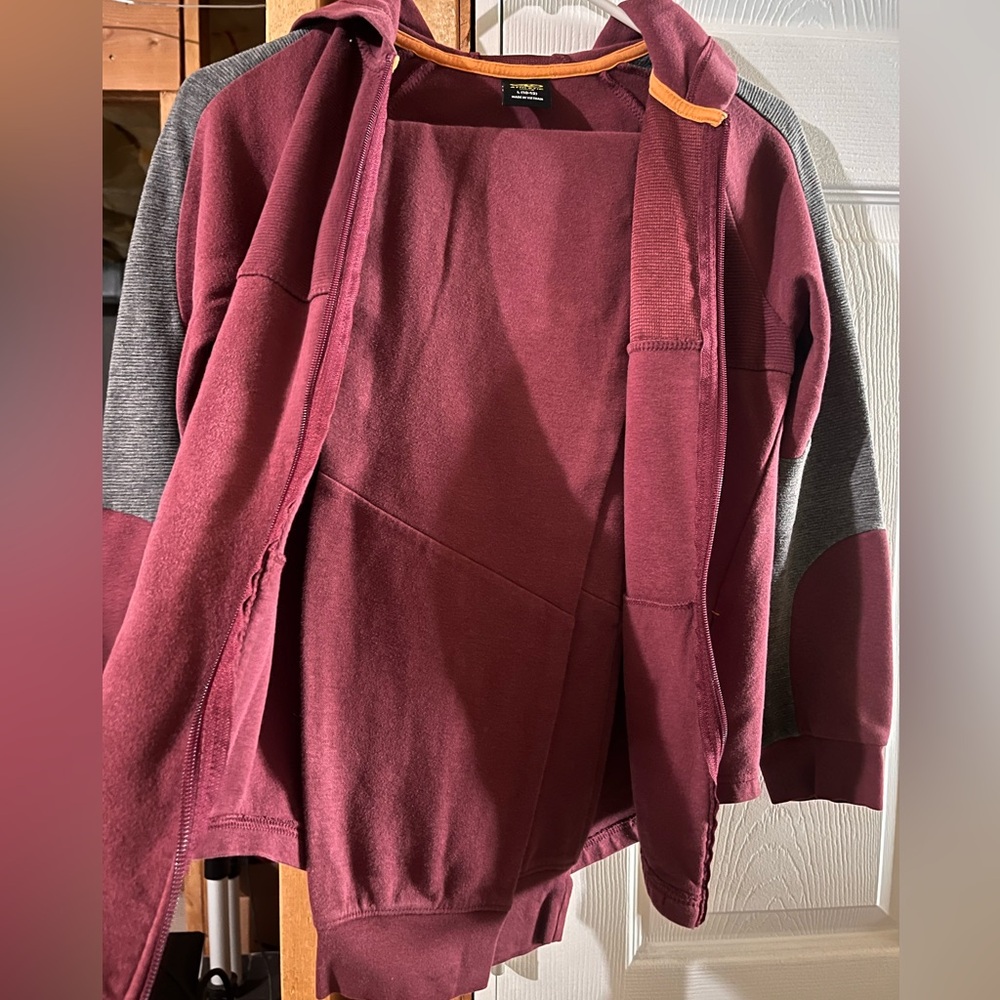 Burgundy and Gray sweatsuit